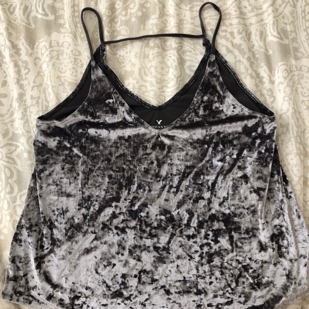 American Eagle silver velvet tank top